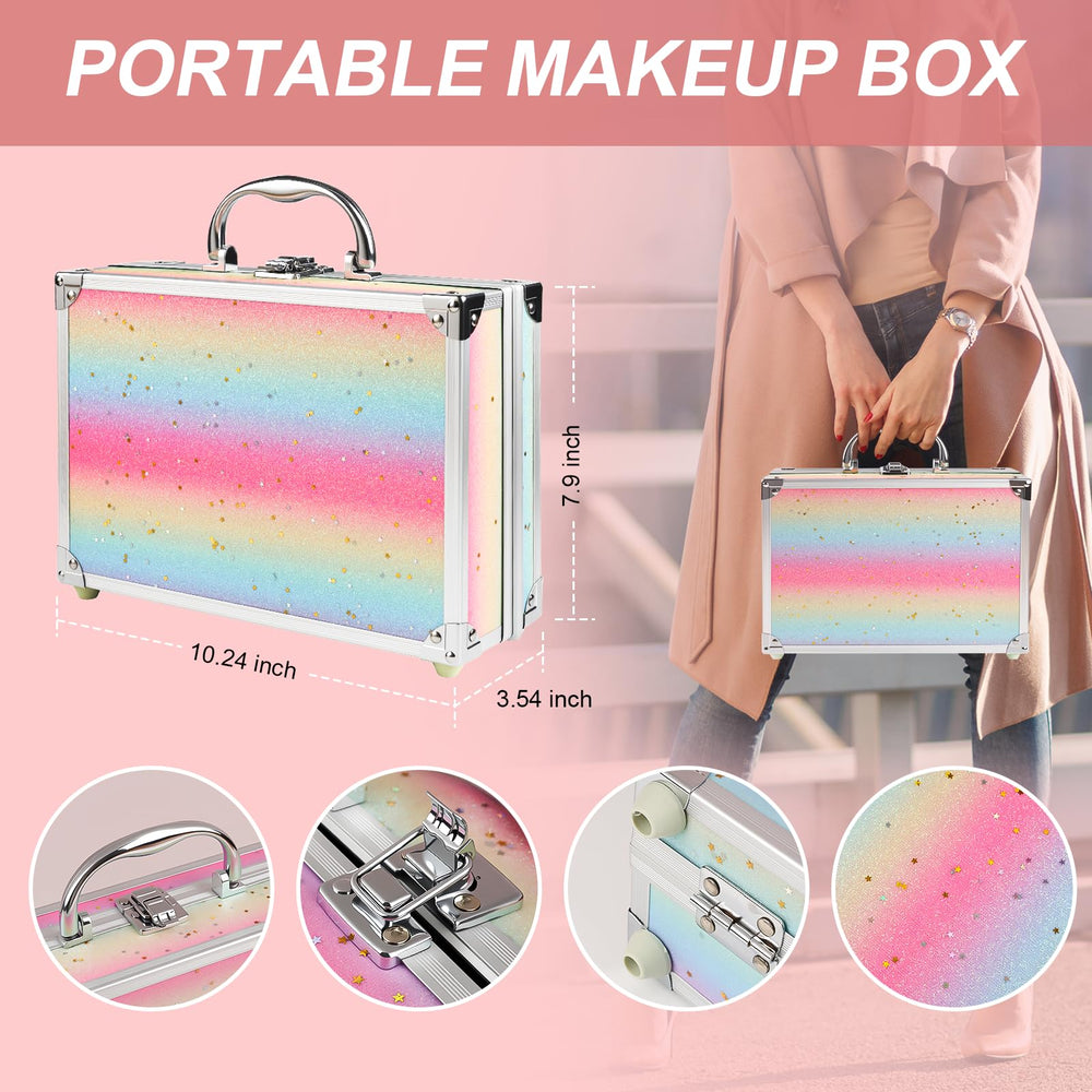 Mileonaim makeup kit teens train-case sturdy storage and transport