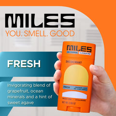 Miles Kids Deodorant Fresh Scent illustrating 24-hour odor protection