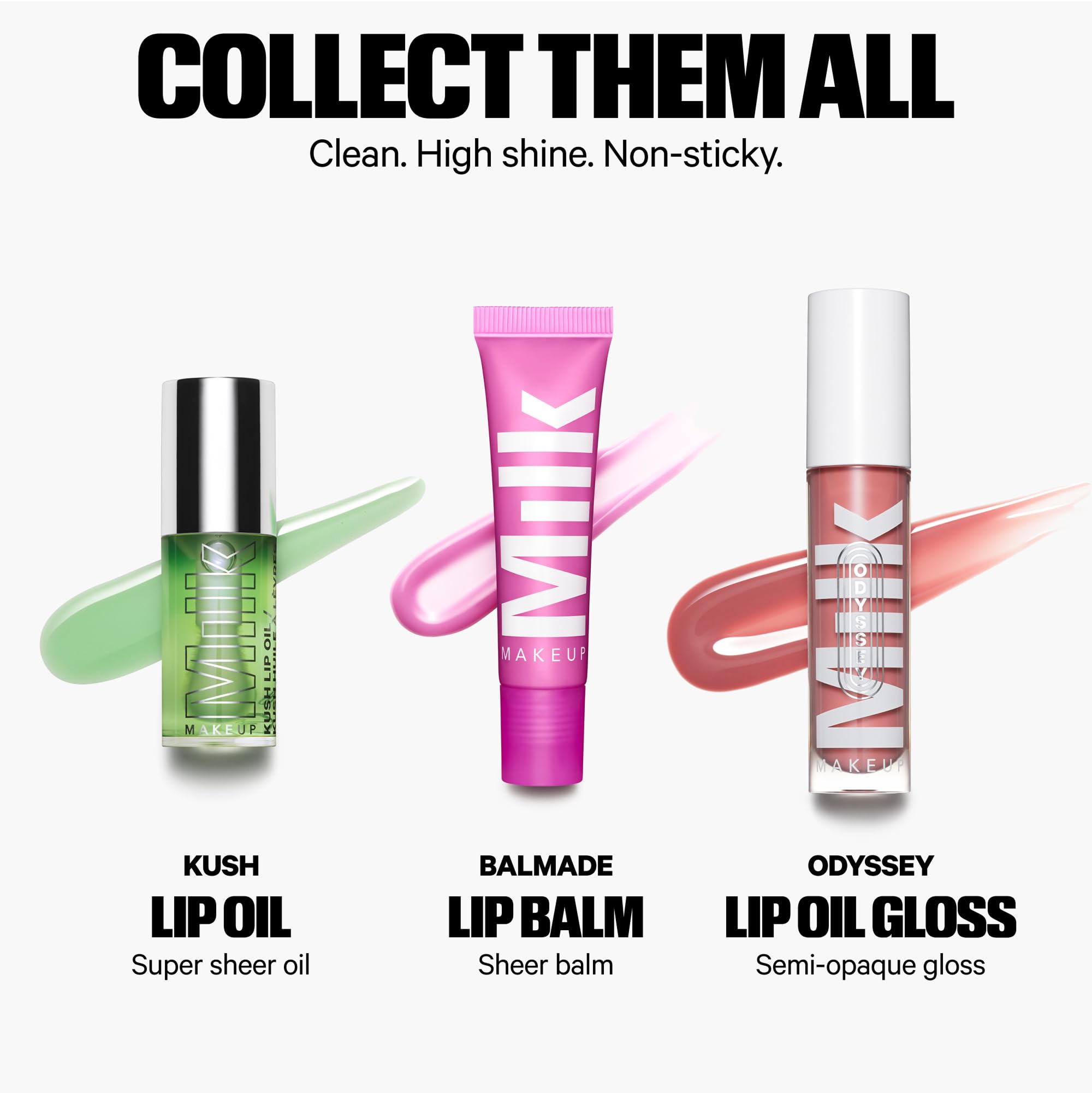 Milk Makeup Balmade Quench lip balm brown beige shade on lips.