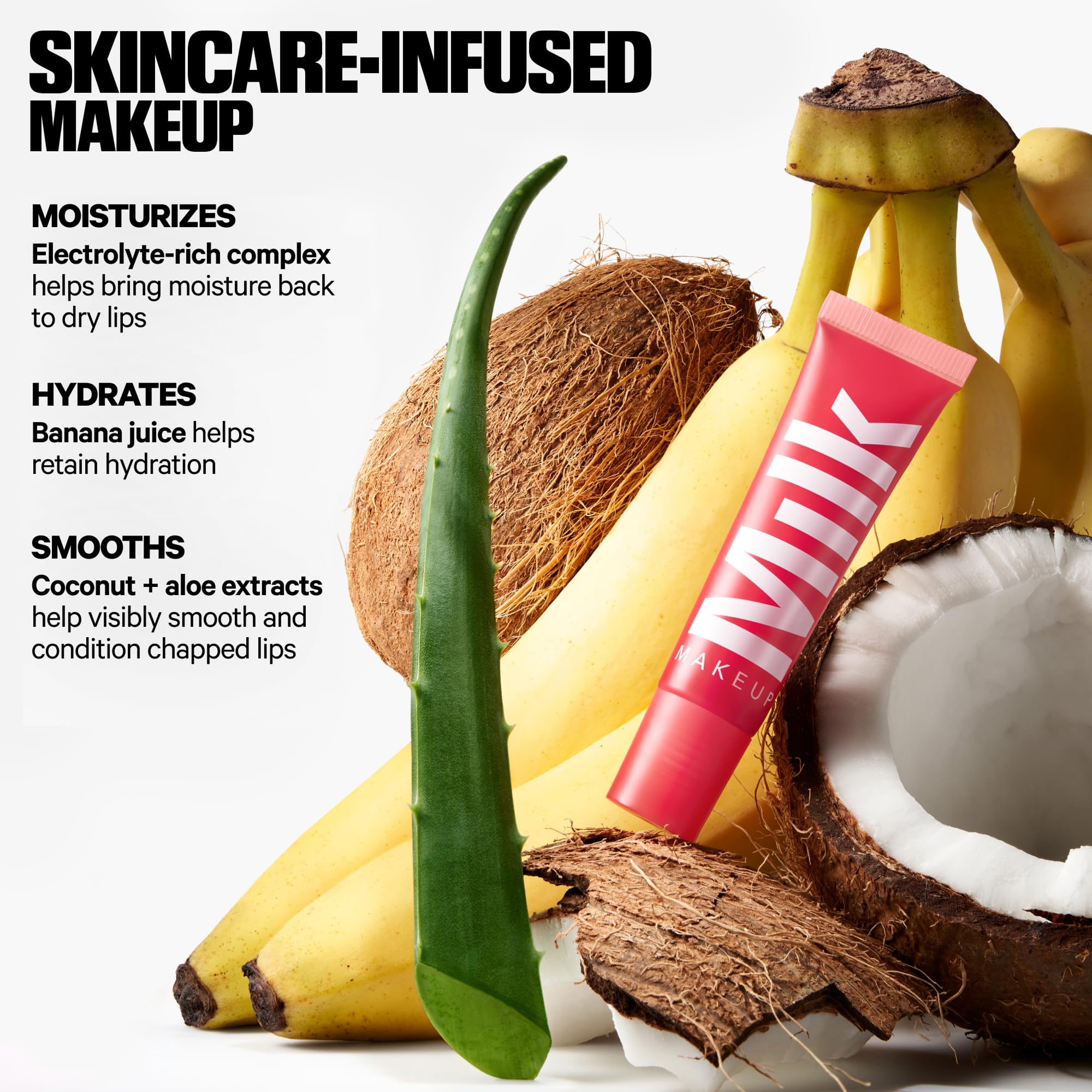 Milk Makeup Balmade electrolyte-rich complex nourishes lips while staying non-sticky