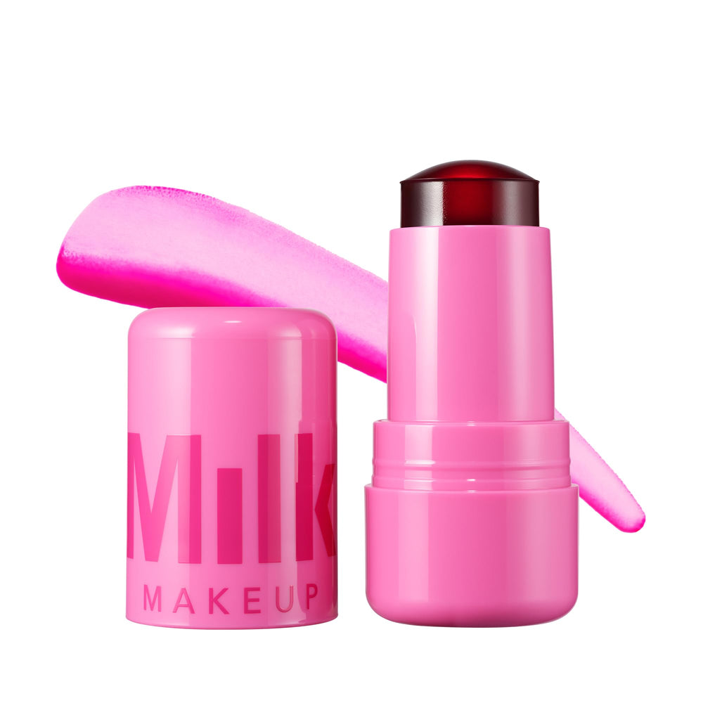 Milk Makeup Cooling Water Jelly Tint Burst Poppy Pink on lips for hydrating color