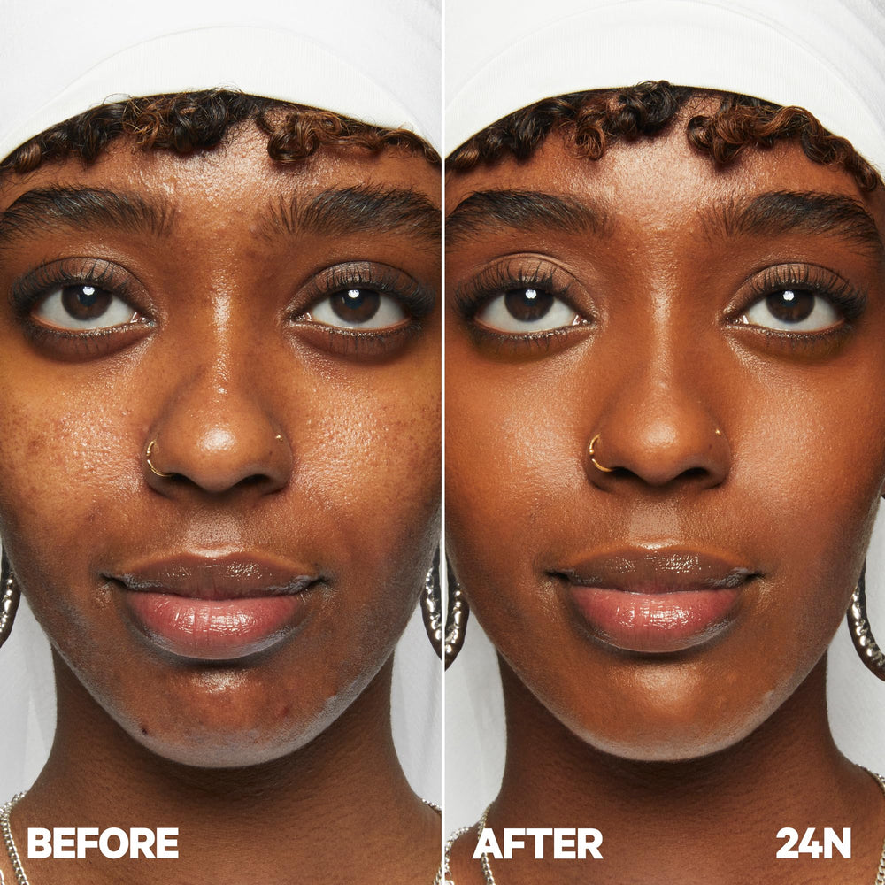 Milk Makeup Future Fluid Concealer 24N crease-proof finish lasts all day.