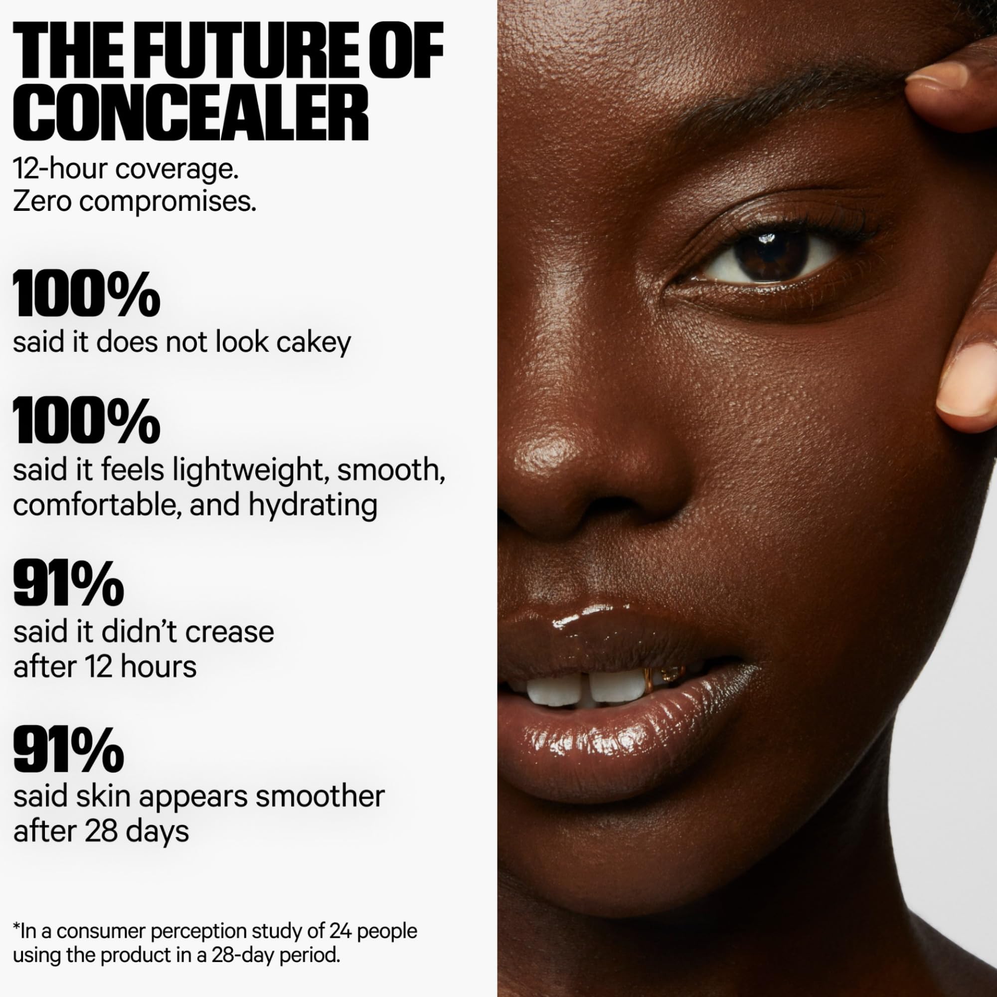 Milk Makeup Future Fluid concealer in a makeup bag setup