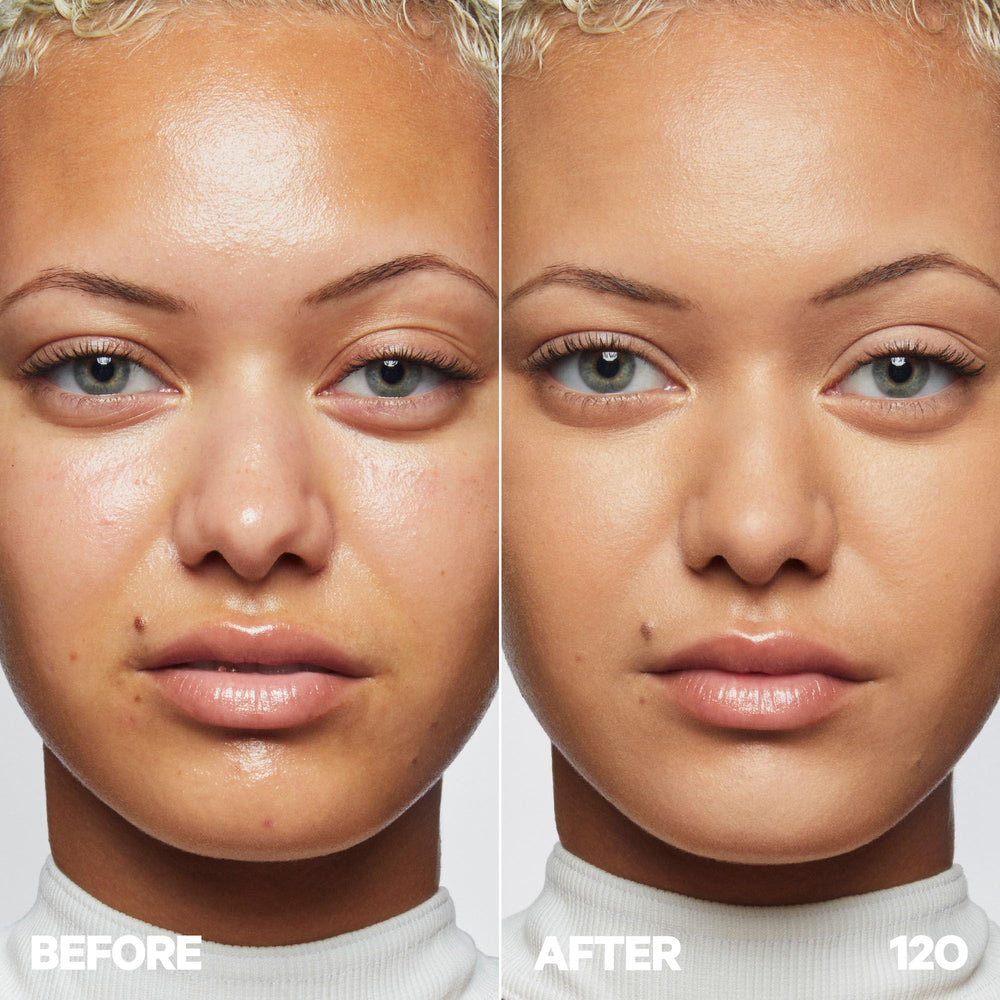 Milk Makeup Future Fluid Concealer swatch on skin demonstrates buildable medium-to-full coverage