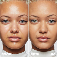 Milk Makeup Future Fluid Concealer swatch on skin demonstrates buildable medium-to-full coverage