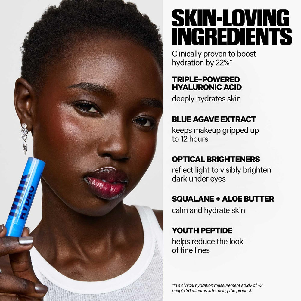 Milk Makeup Hydro Grip Concealer features hyaluronic acid for hydration.