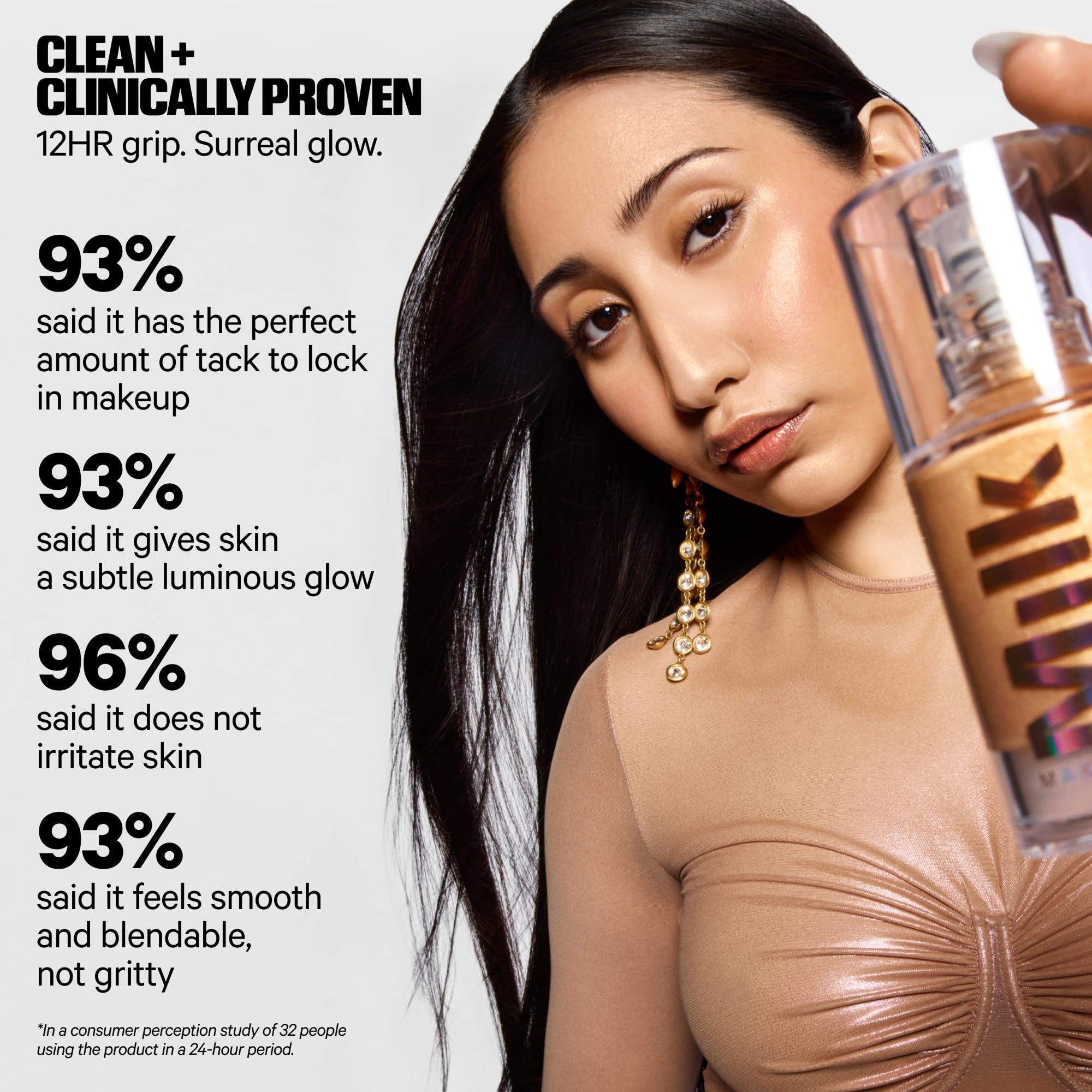 Swatch of Milk Makeup Hydro Grip + Glow Primer showing creamy gel texture