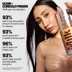 Swatch of Milk Makeup Hydro Grip + Glow Primer showing creamy gel texture