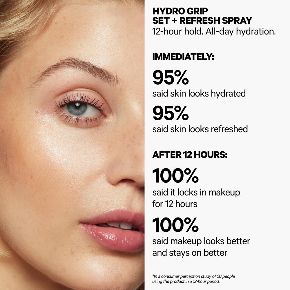 Milk Makeup Hydro Grip mist during application for even, refreshing hydration.