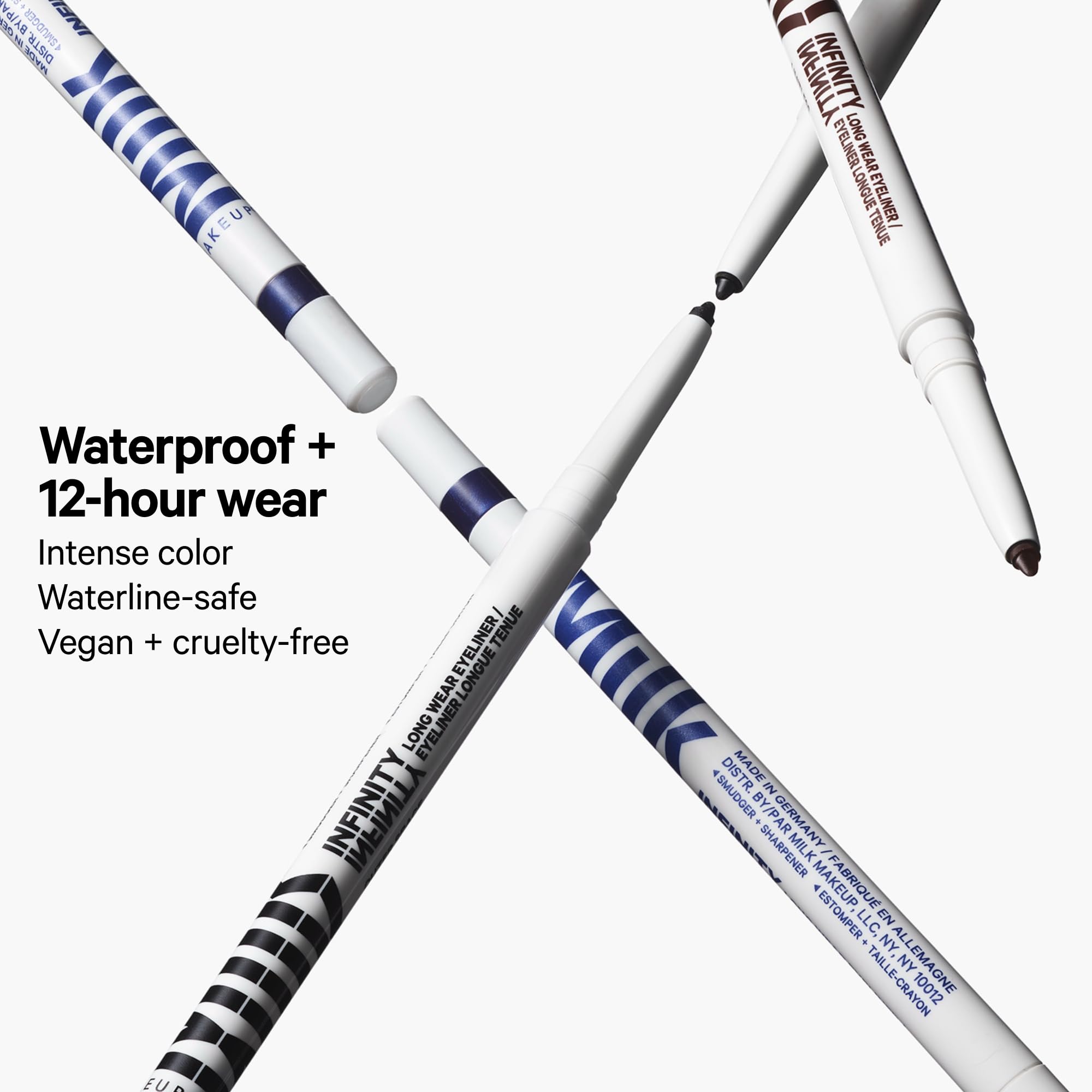 Milk Makeup Infinity Long Wear Eyeliner Time Navy smooth glide with avocado oil and ceramides