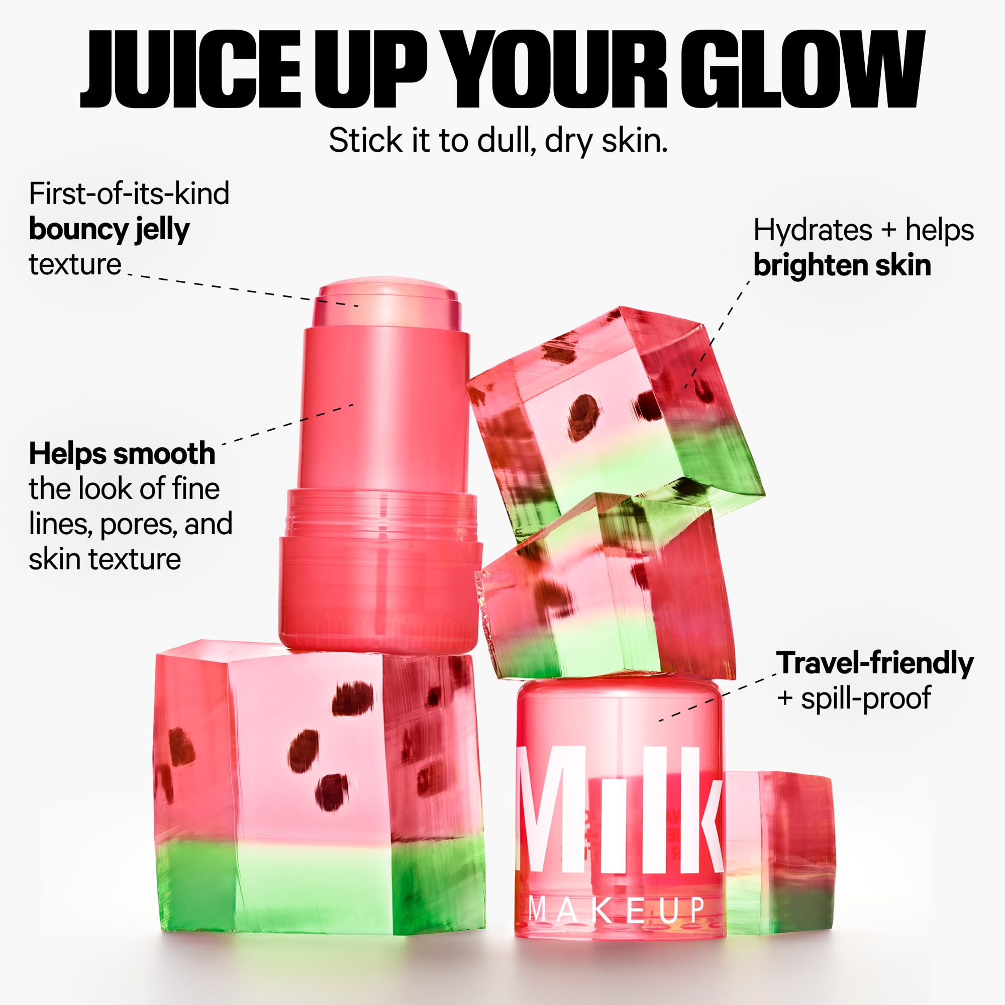 Milk Makeup Jelly Tint on lips for a dewy flush