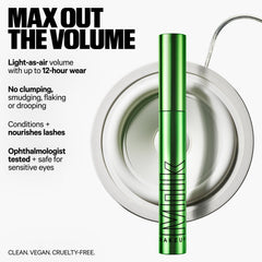 Milk Makeup KUSH Big Hit mascara brush closeup shows criss-cross bristles for even lash coating