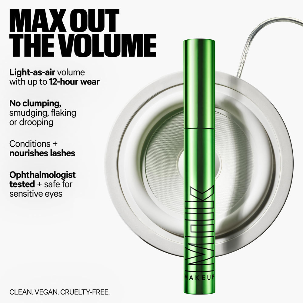 Close-up of Milk Makeup Kush Big Hit mascara wand for precise application.