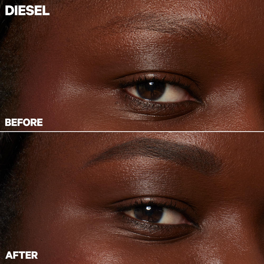 Milk Makeup Kush Brow Shadow Stick application shot illustrates easy layering for targeted definition.