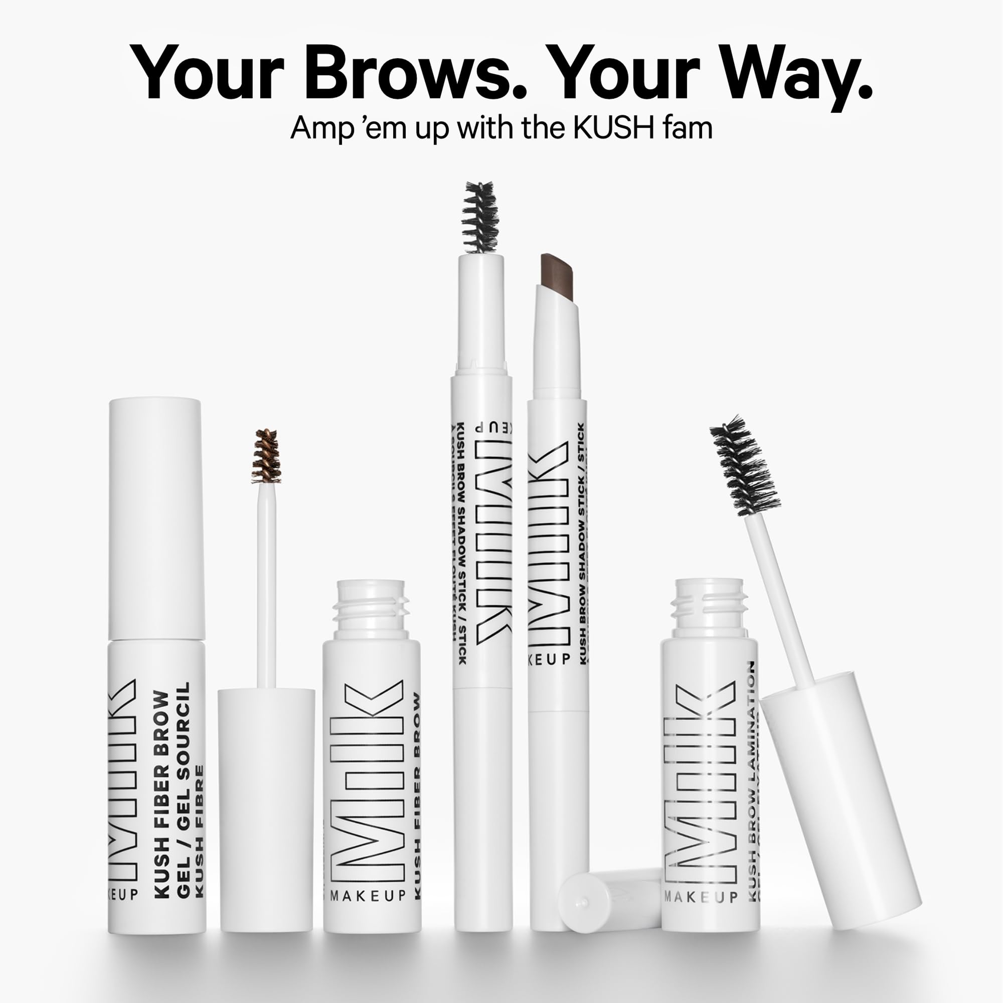 Milk Makeup KUSH Brow Shadow Stick packaging and display front.