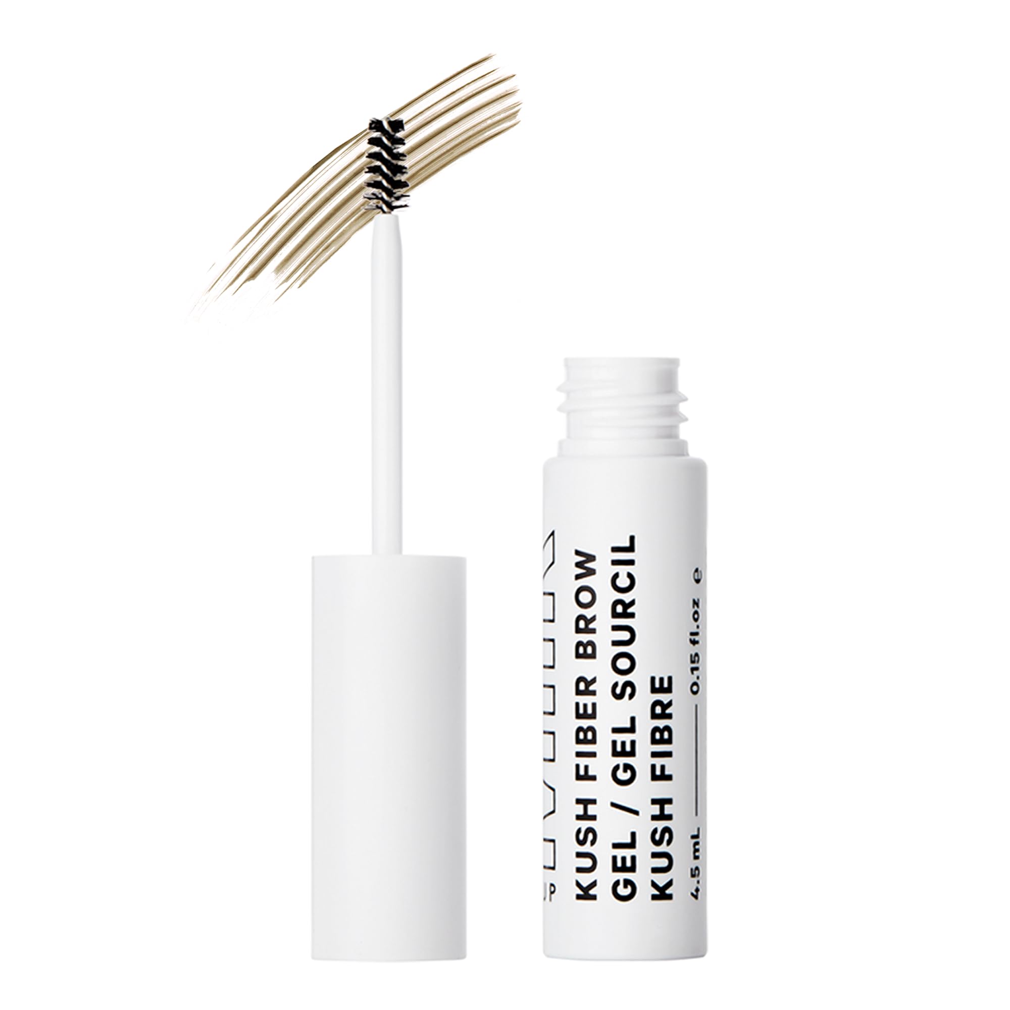 Milk Makeup KUSH Fiber Brow Gel bottle close-up in Taupe MJ for defining brows