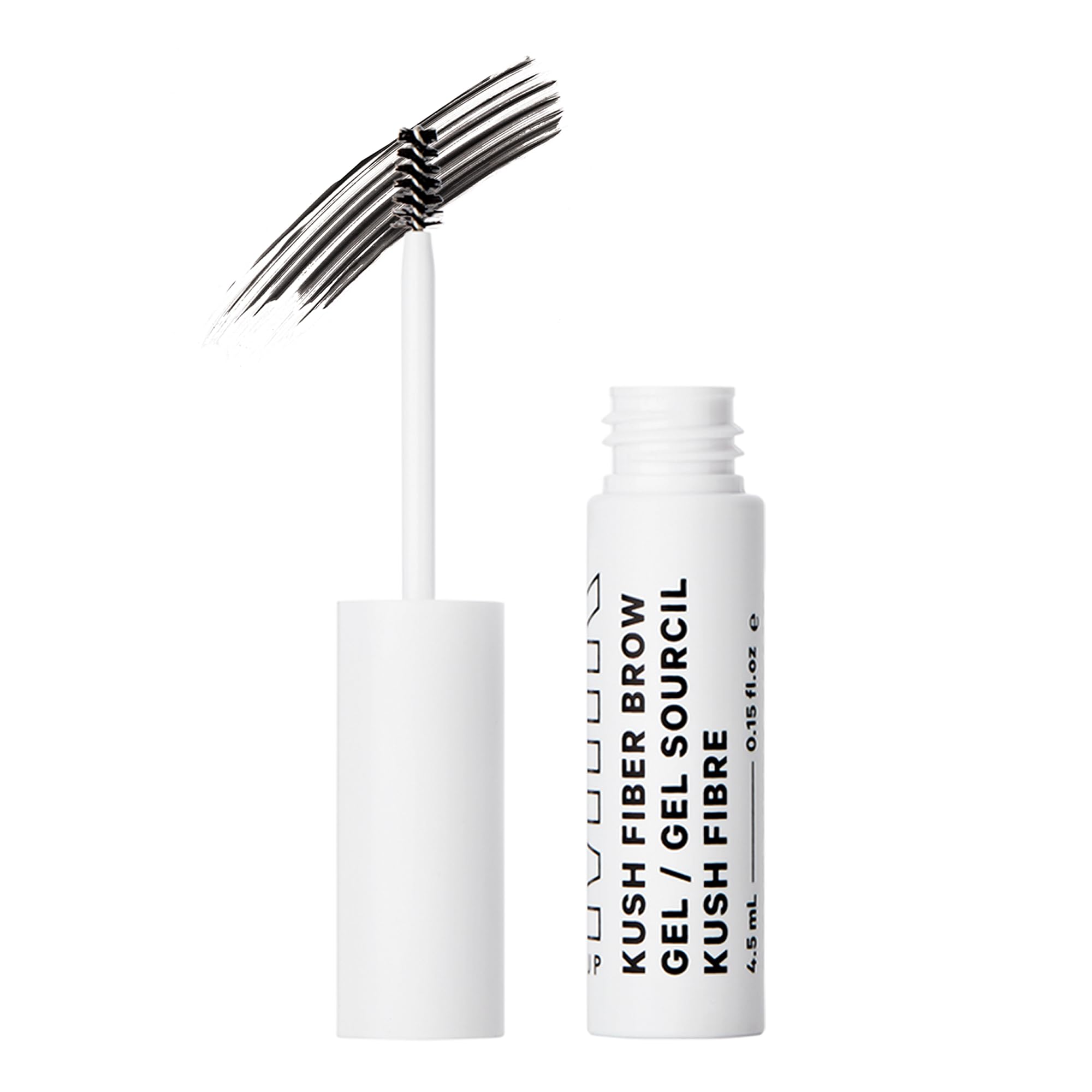 Milk Makeup KUSH Fiber Brow Gel in Diesel Brown-Black delivers a natural lift.