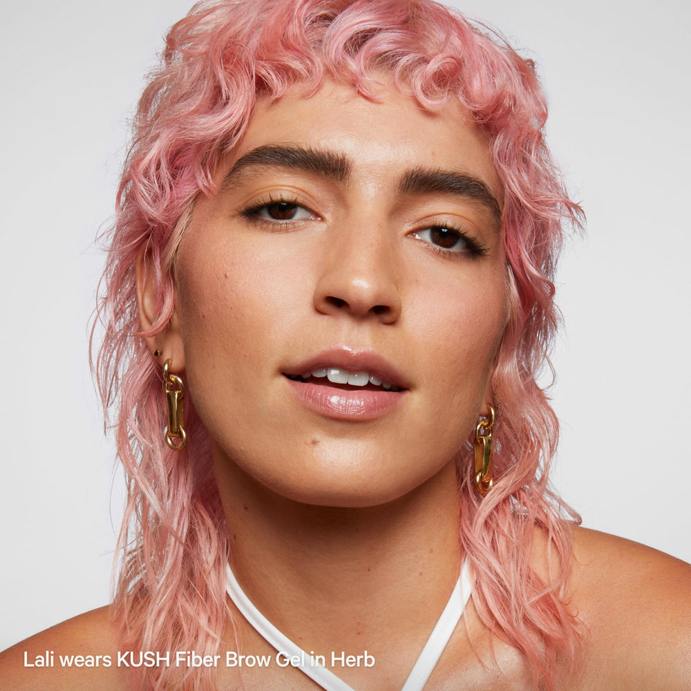 Milk Makeup KUSH Fiber Brow Gel packaging highlights clean, cruelty-free standards.