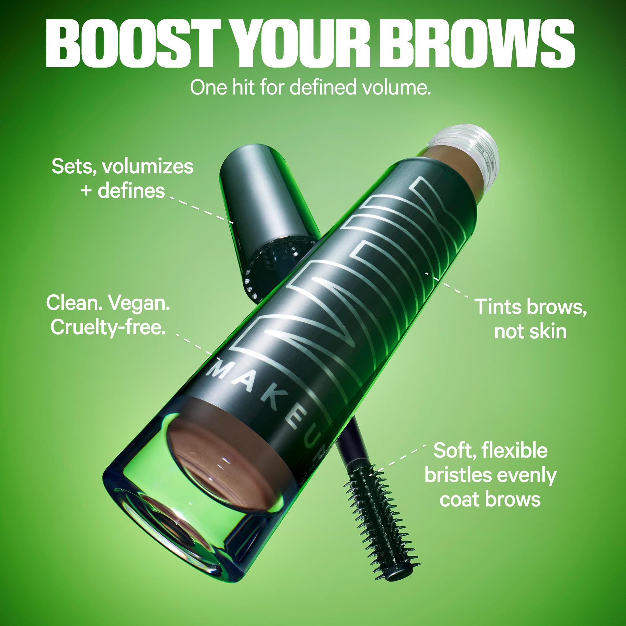 Milk Makeup KUSH High Roll Brow Tint after-use result, defined volumes and clean removal with warm water.