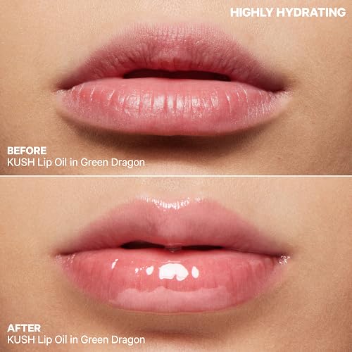 Milk Makeup Kush Lip Oil swatch showing clear gloss and soft sheen