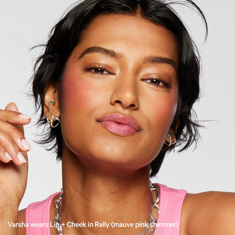 Milk Makeup Lip + Cheek Stick Monochrome look with Rally shade.