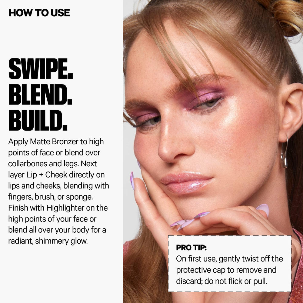 Milk Makeup Werk lip and cheek swatch in dusty rose for versatile color.