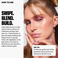 Milk Makeup Werk lip and cheek swatch in dusty rose for versatile color.