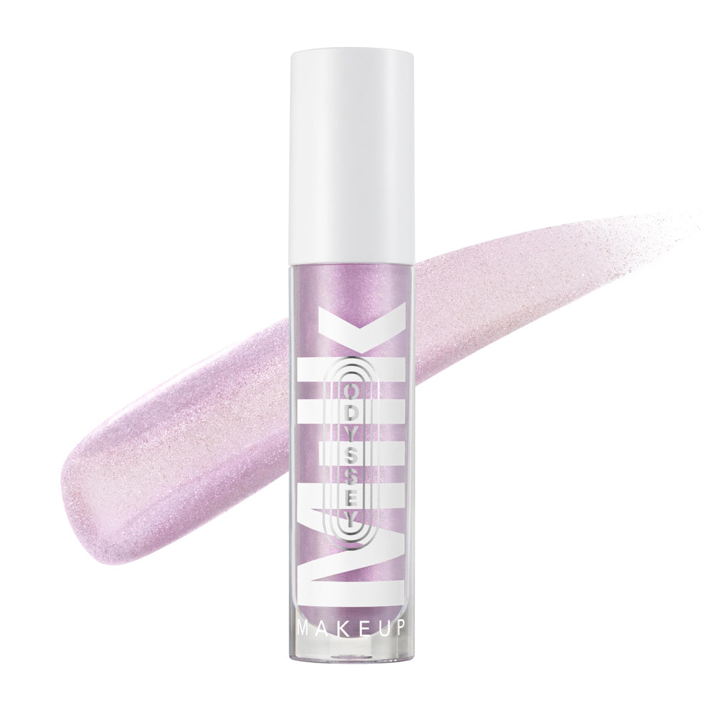 Milk Makeup Odyssey Lip Gloss bottle closeup showing sleek design and shine