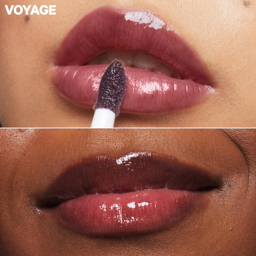 Milk Makeup Odyssey Lip Gloss formula with jojoba oil nourishes lips during wear.