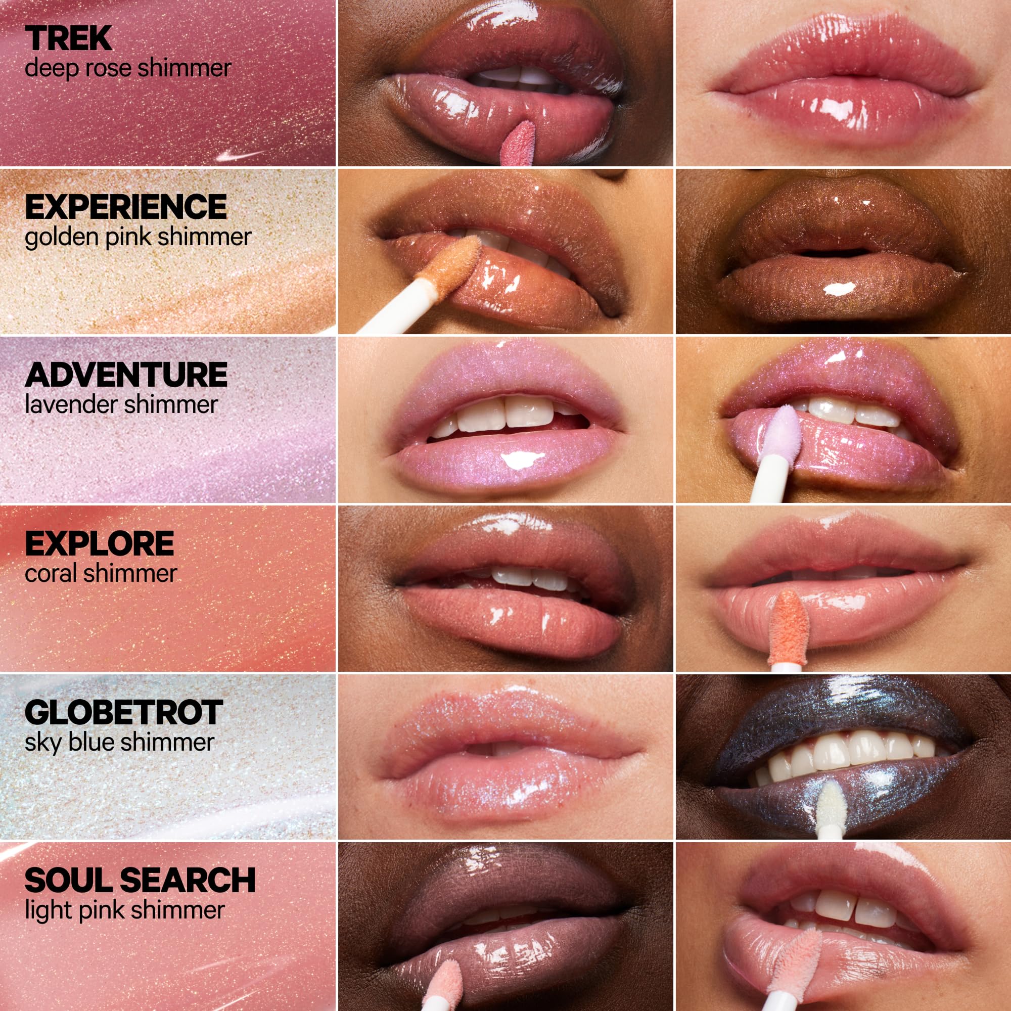 Milk Makeup Odyssey Lip Gloss Quest on lips shows non-sticky shine with semi-opaque color.