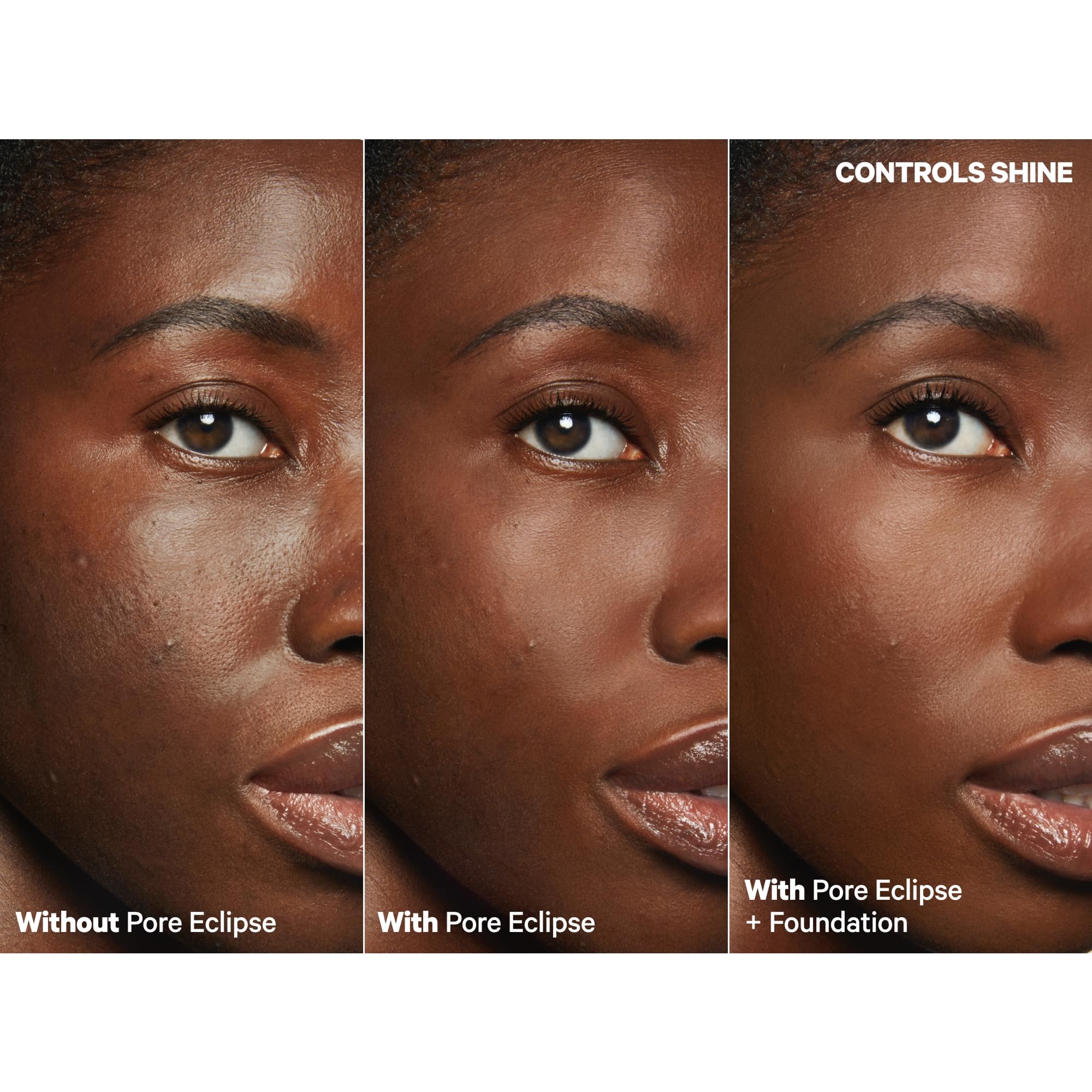 Milk Makeup Pore Eclipse Primer applied swatch reveals smooth, even base.