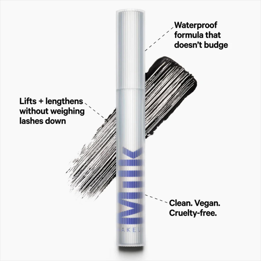Milk Makeup RISE Curl Hold Closeup demonstrates lasting lift through wear.