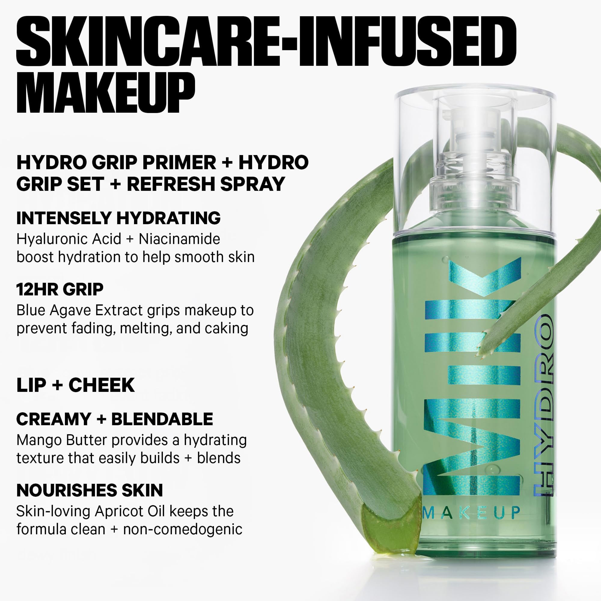 Milk Makeup Set + Refresh Spray mist sprayed at proper distance