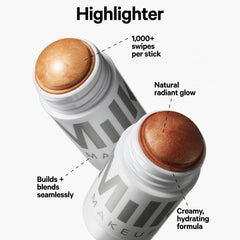 Milk Makeup Turnt highlighter on brow bone for subtle shimmer.