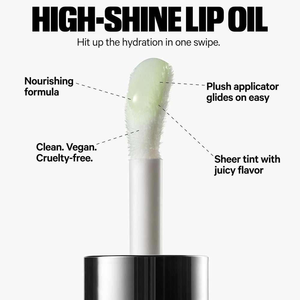 Kush Lip Oil on bare lips for intense hydration.