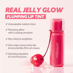 MILKTOUCH Jelly Fit Lip Tint glassy jelly glow finish close-up