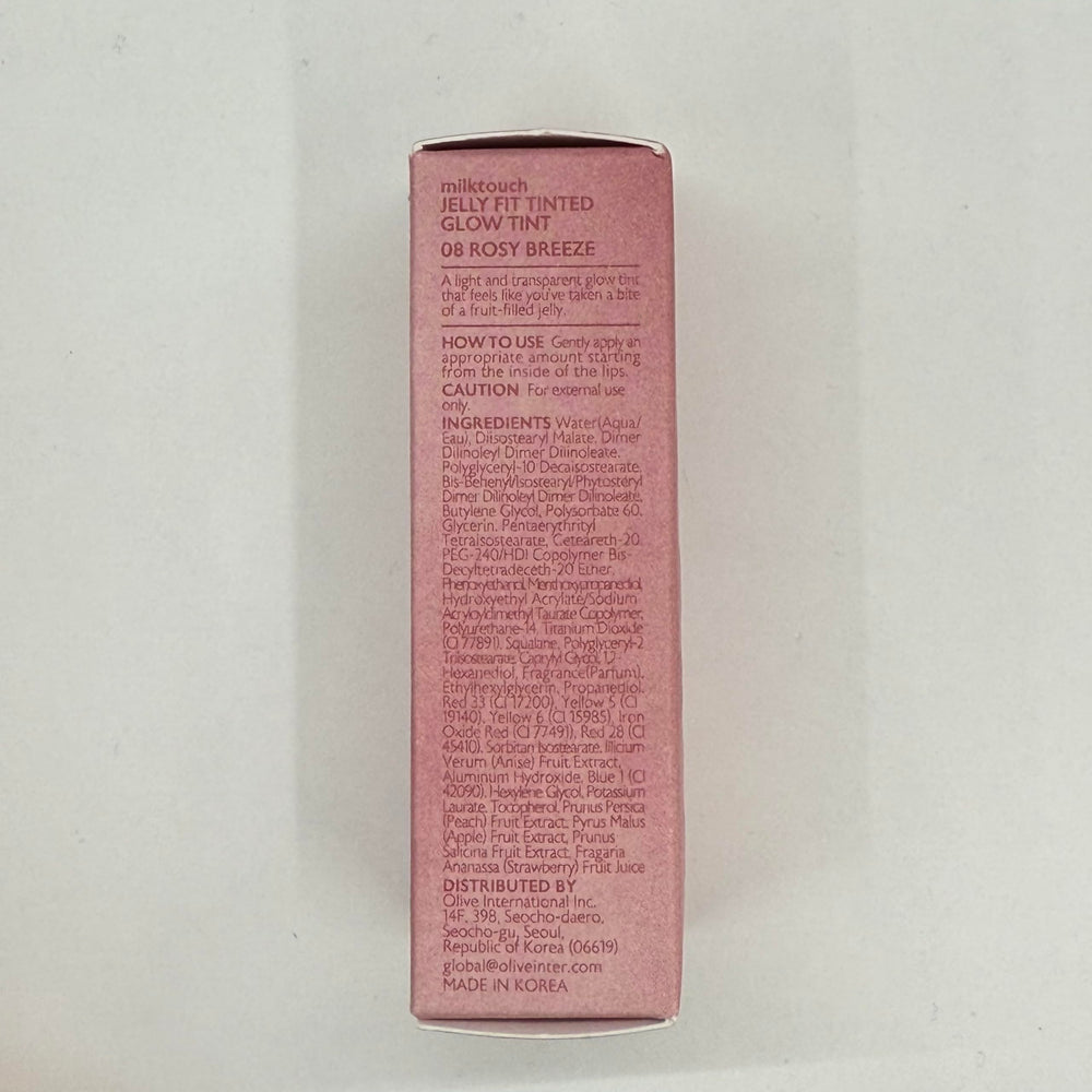 MILKTOUCH Jelly Fit Lip Tint Rosy Breeze daily-use tint for effortless glow