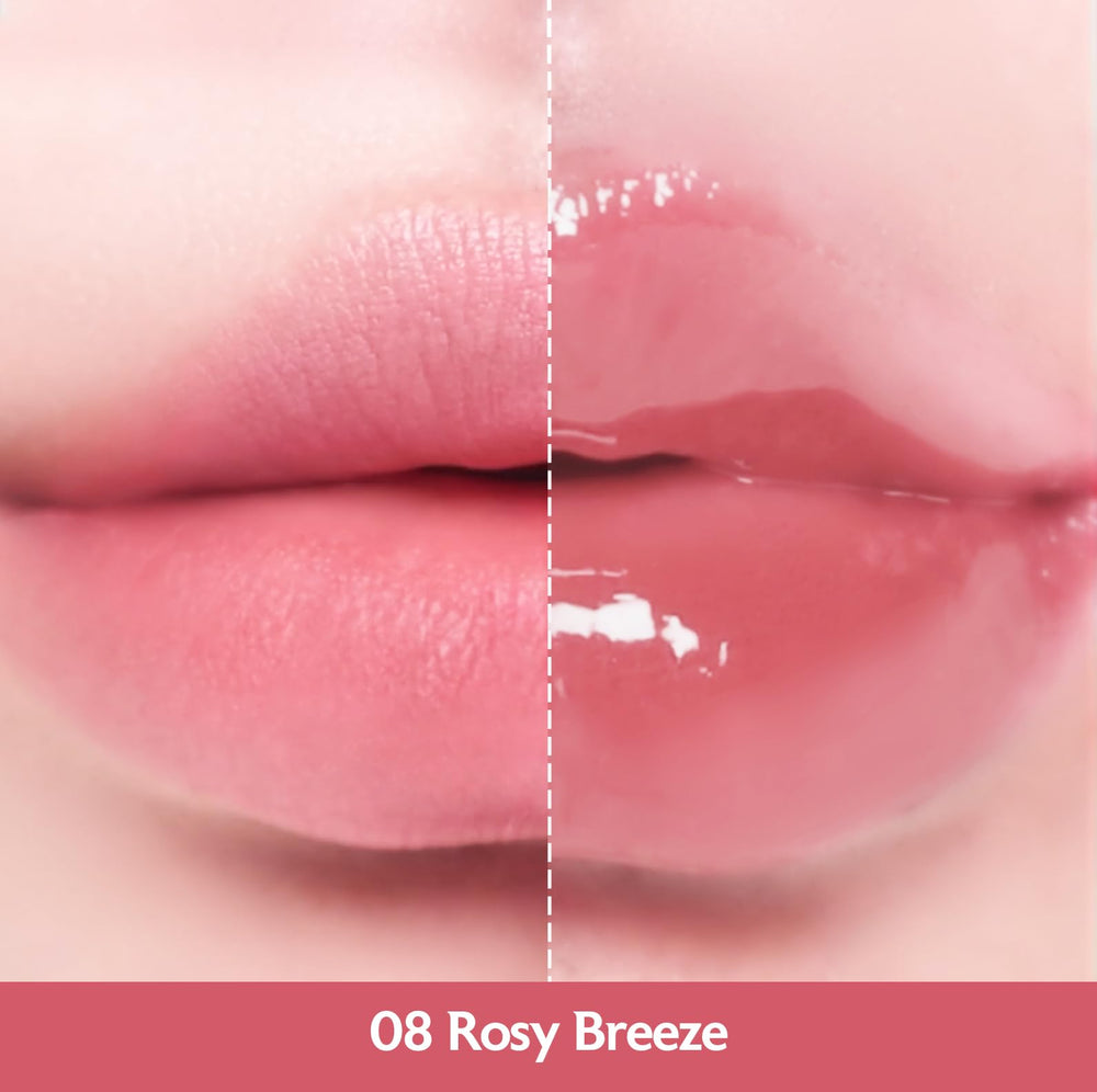 MILKTOUCH Jelly Fit Lip Tint Rosy Breeze gloss-like finish on lips and shine