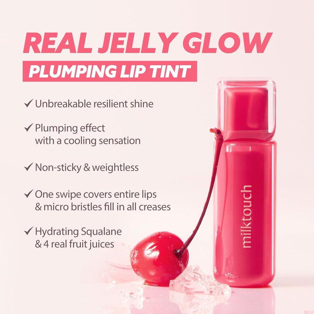MILKTOUCH Jelly Fit Lip Tint Rosy Breeze swatch on lips for daily wear
