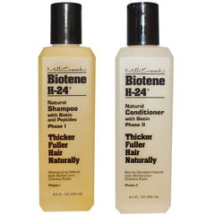 Mill Creek Biotene H-24 shampoo bottle front shows hydrating formula for smoother hair