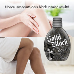 Millennium Tanning SOLID BLACK 100X deep tan outdoor scene suggests versatile use under sun