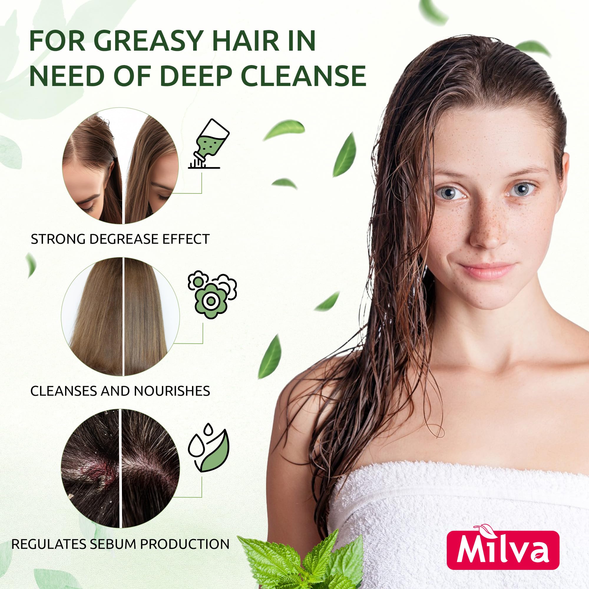 Milva Nettle Shampoo ingredients nettle extract highlight nutrient-rich formula for balanced hair.