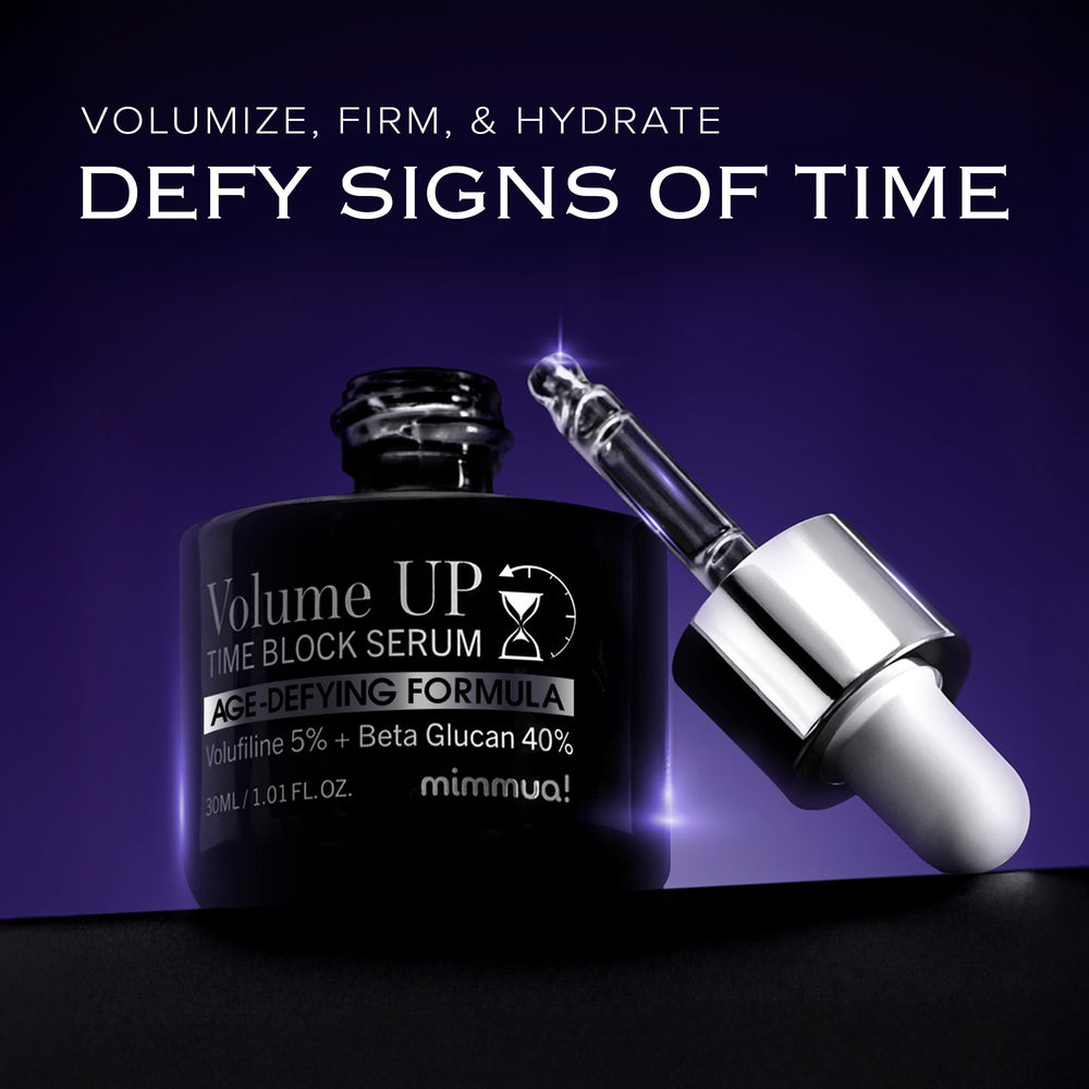 Mimmua Volume Up Serum under-eye area demonstrates gentle, hydrating treatment for delicate skin.