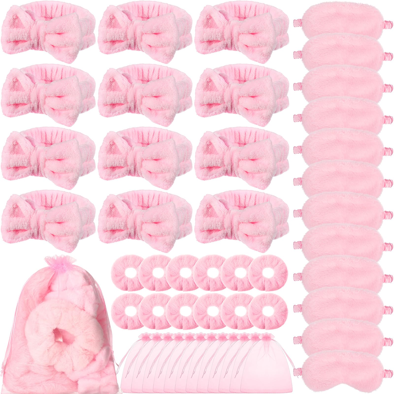 Mimorou spa headband pink with soft coral velvet for comfortable skincare.