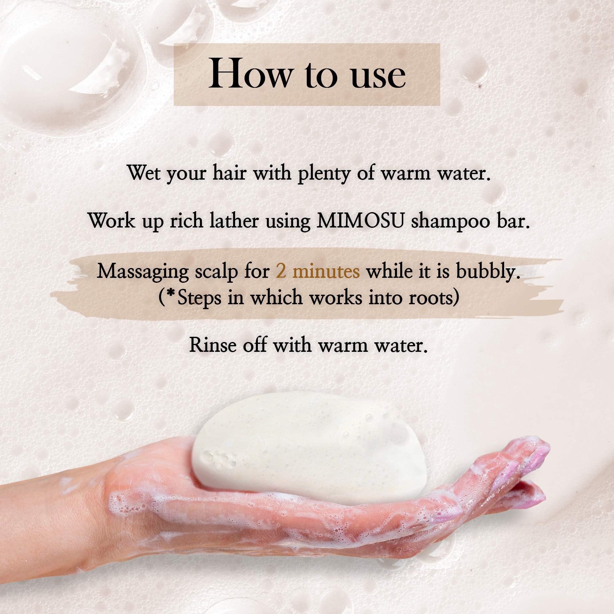 mimosu solid bar providing instant shower lather