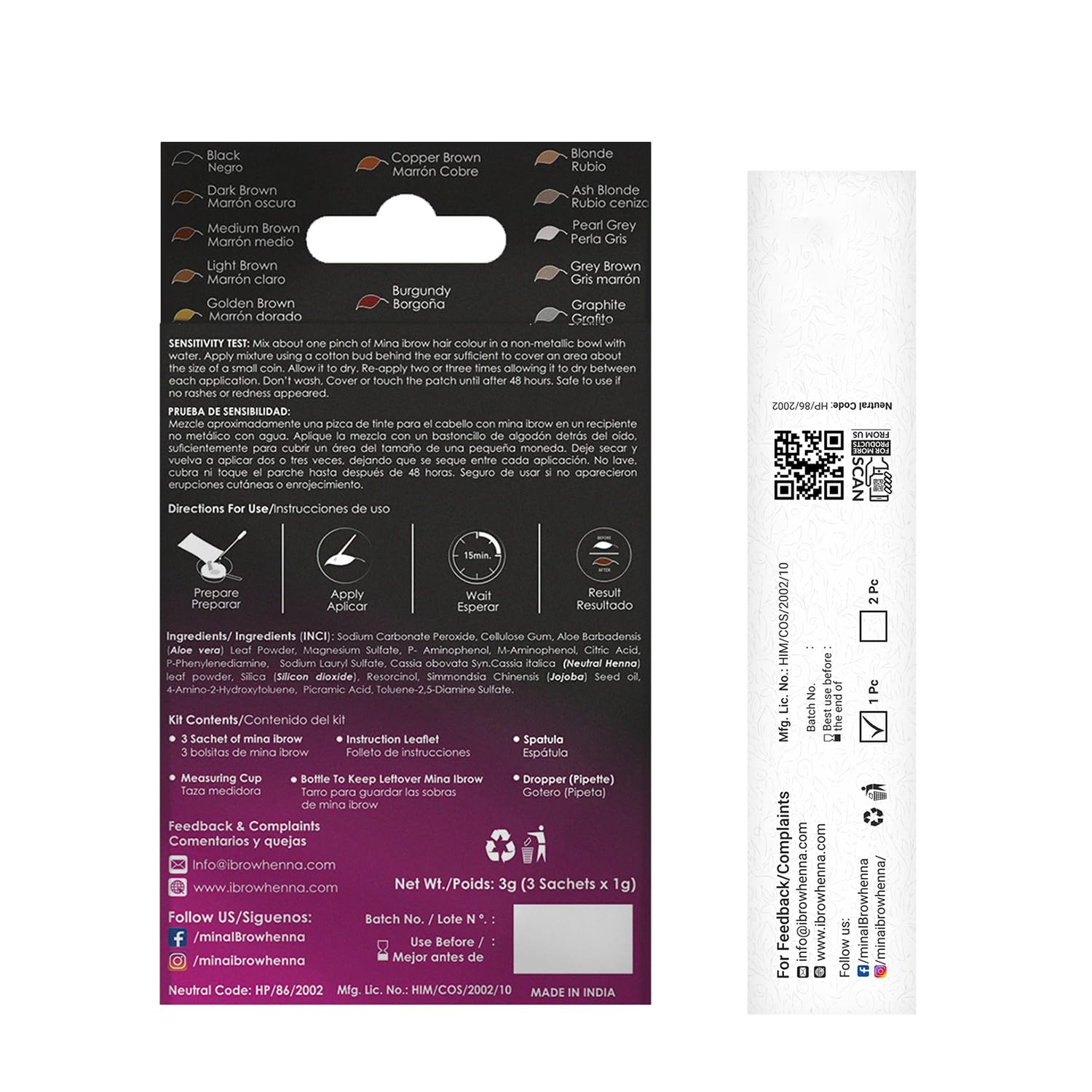 MinaiBrow duo angled brush shown for precise brow tinting