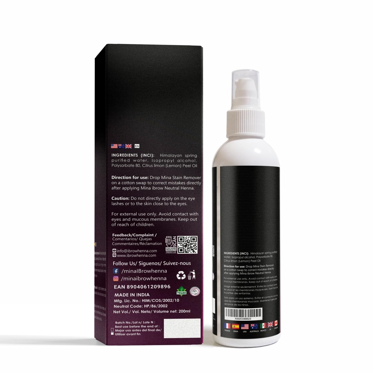MinaiBrow Mina Stain Remover cotton ball application for precise tint correction