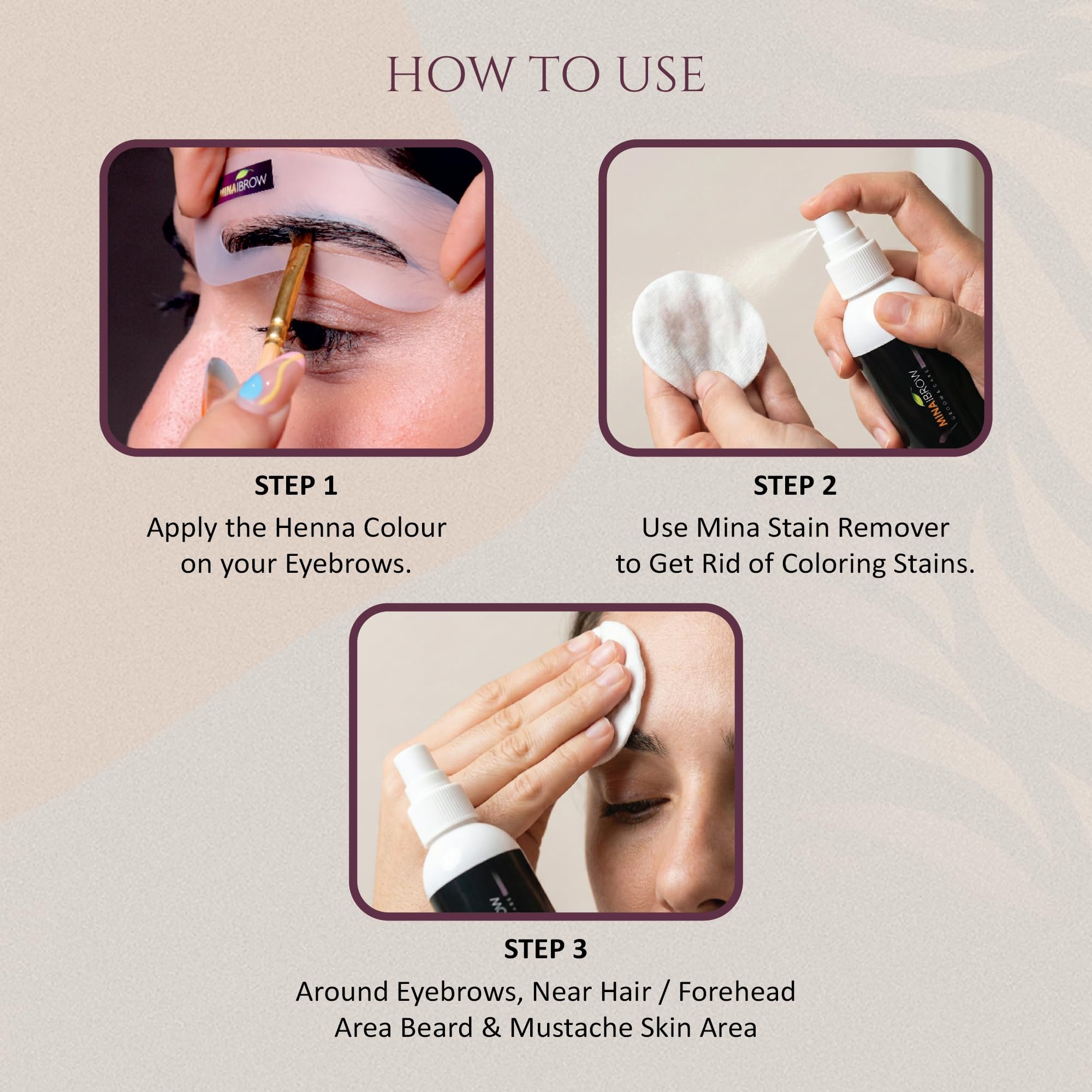 MinaiBrow Mina Stain Remover rubs off tint immediately after tinting
