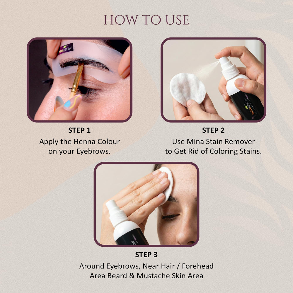 MinaiBrow Mina Stain Remover rubs off tint immediately after tinting