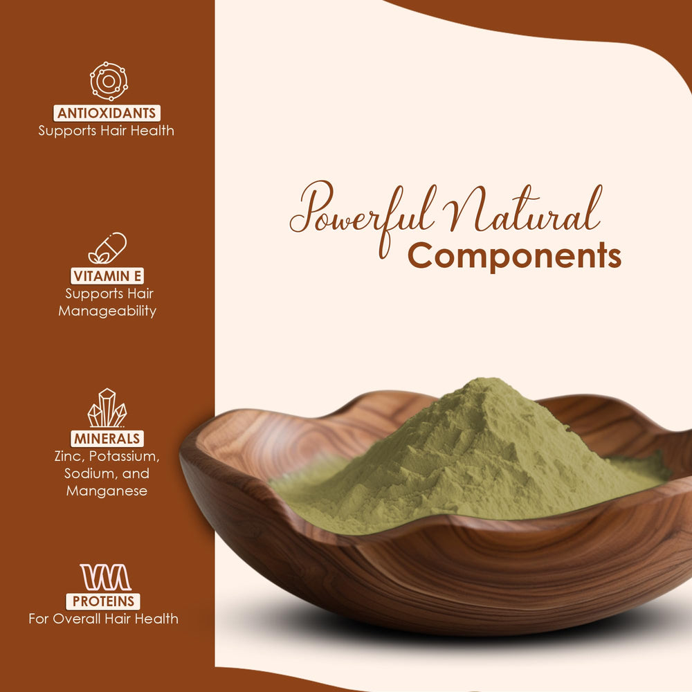 minature Pure Neutral Henna Powder Cassia Obovata applying paste on scalp for conditioning